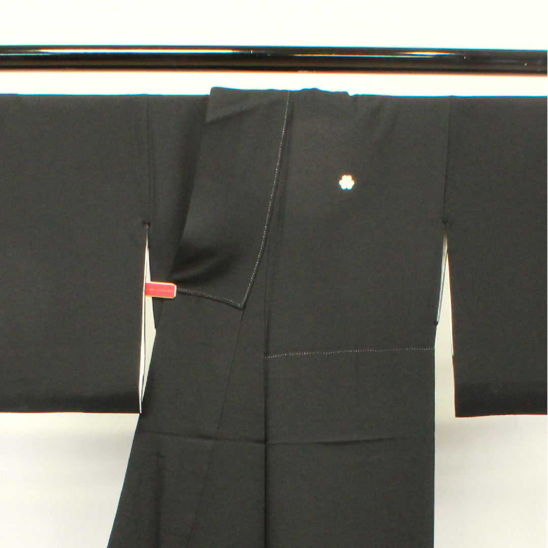 黒留袖 身丈159.5cm 裄丈65cm 袷 京友禅 鶴 片喰 正絹 Aランク 五つ紋 黒系 1111000713310