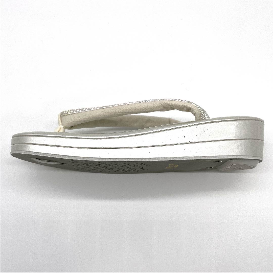 (New old stock) Sandals, synthetic leather, braided obi, double core, formal, length 23.5cm, M size, silver, NEW rank, 1122001191222