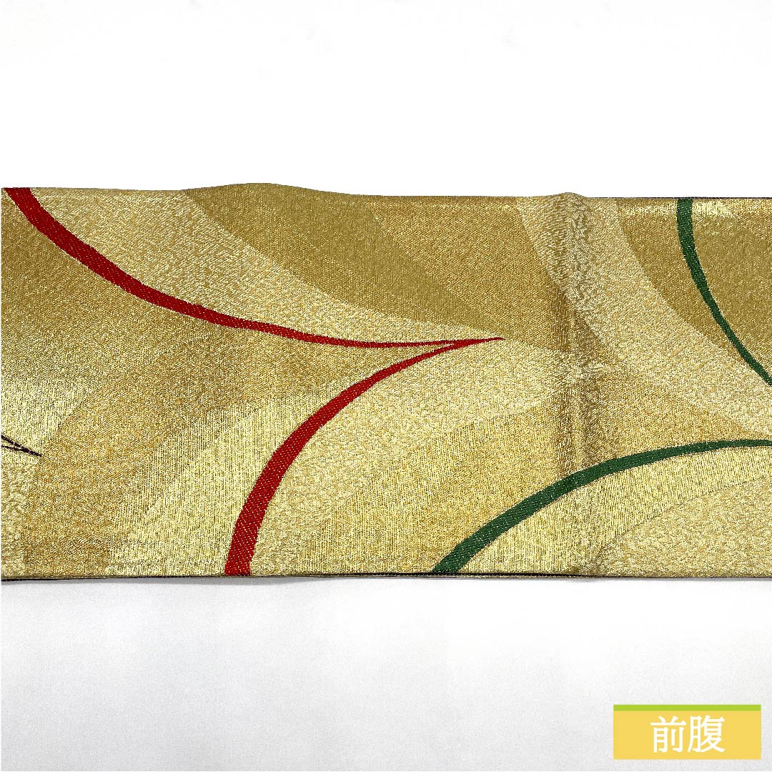 袋帯 正絹 金色（きんいろ） 抽象模様 帯丈462cm Sランク 六通 フォーマル 金系 1123011522421