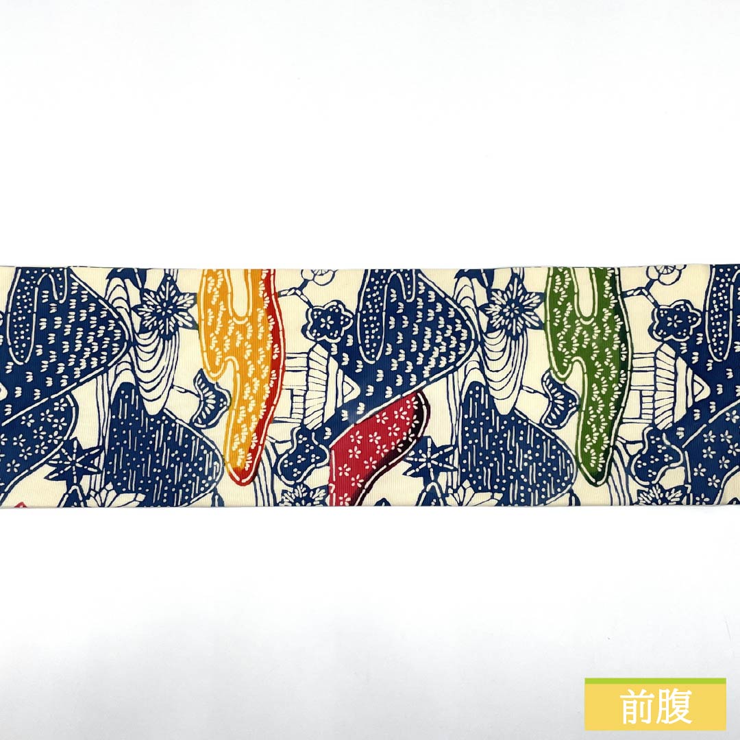 Nagoya Obi, Pure Silk, Grade A, White, Shiose, Kyoto Bingata, Toyama, Length 358cm, Full Length, Casual, White, Item Number 1124009203311, Nagoya Style