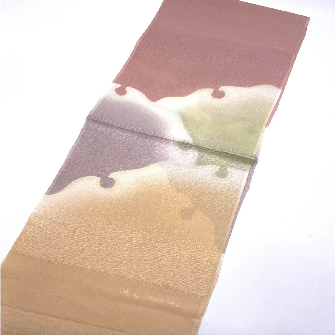 帯揚げ 正絹 フォーマル 肌色（はだいろ） 丹後ちりめん 雪輪 古典柄 長さ約172cm 幅約29cm Sランク 橙系 1136000292926