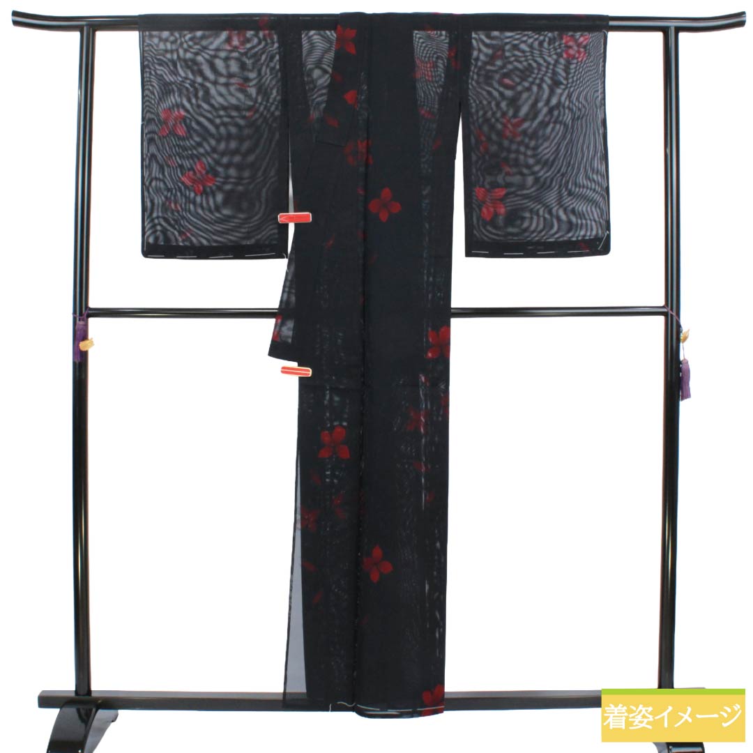 リサイクル着物】夏物 正絹 お召 Sランク 身丈155cm 裄丈63cm 褐色