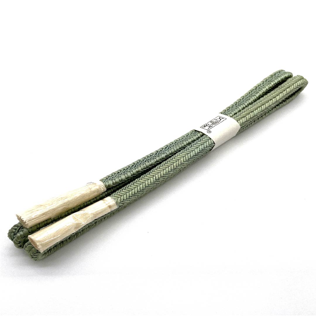 （新古品） 帯締め 正絹 四分紐 裏葉色（うらはいろ） 五嶋紐 江戸組紐 新古品 長さ約165cm 幅約1cm カジュアル Aランク 緑系 1135002523319