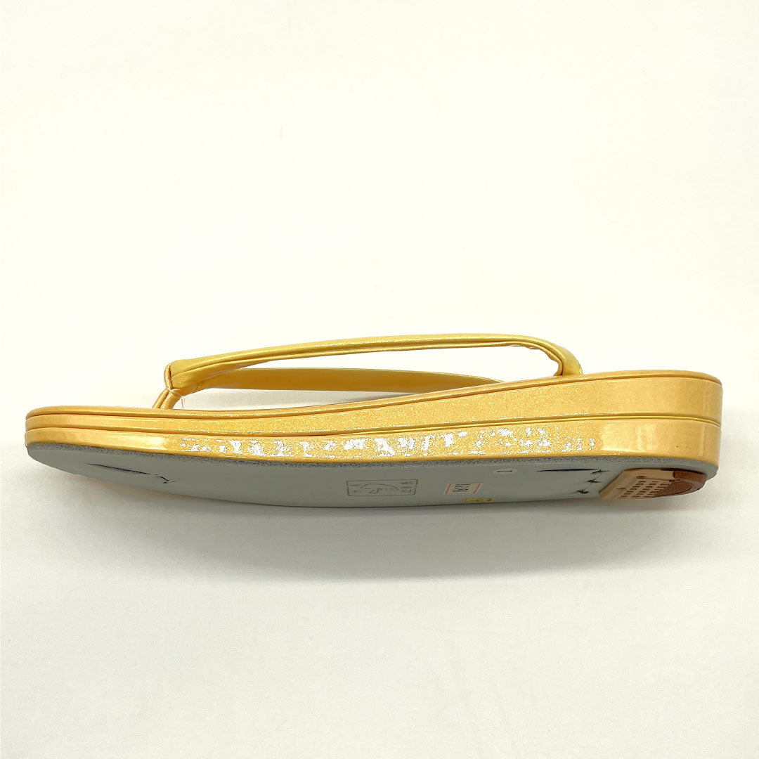 （新古品）草履 エナメル NEWランク セミフォーマル 心斎橋てんぐ 長さ23.5cm Mサイズ 黄系 1122001341323