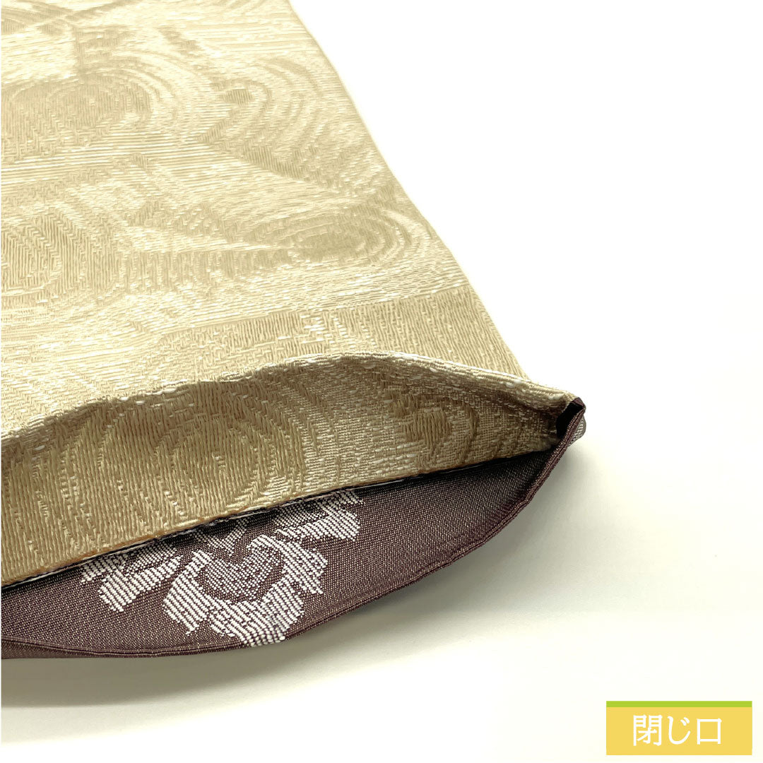 （新品）半幅帯 ポリエステル NEWランク 白橡色（しろつるばみいろ） 幾何学模様 円 抽象花模様 リバーシブル 帯丈400cm ベージュ系 1125002621425