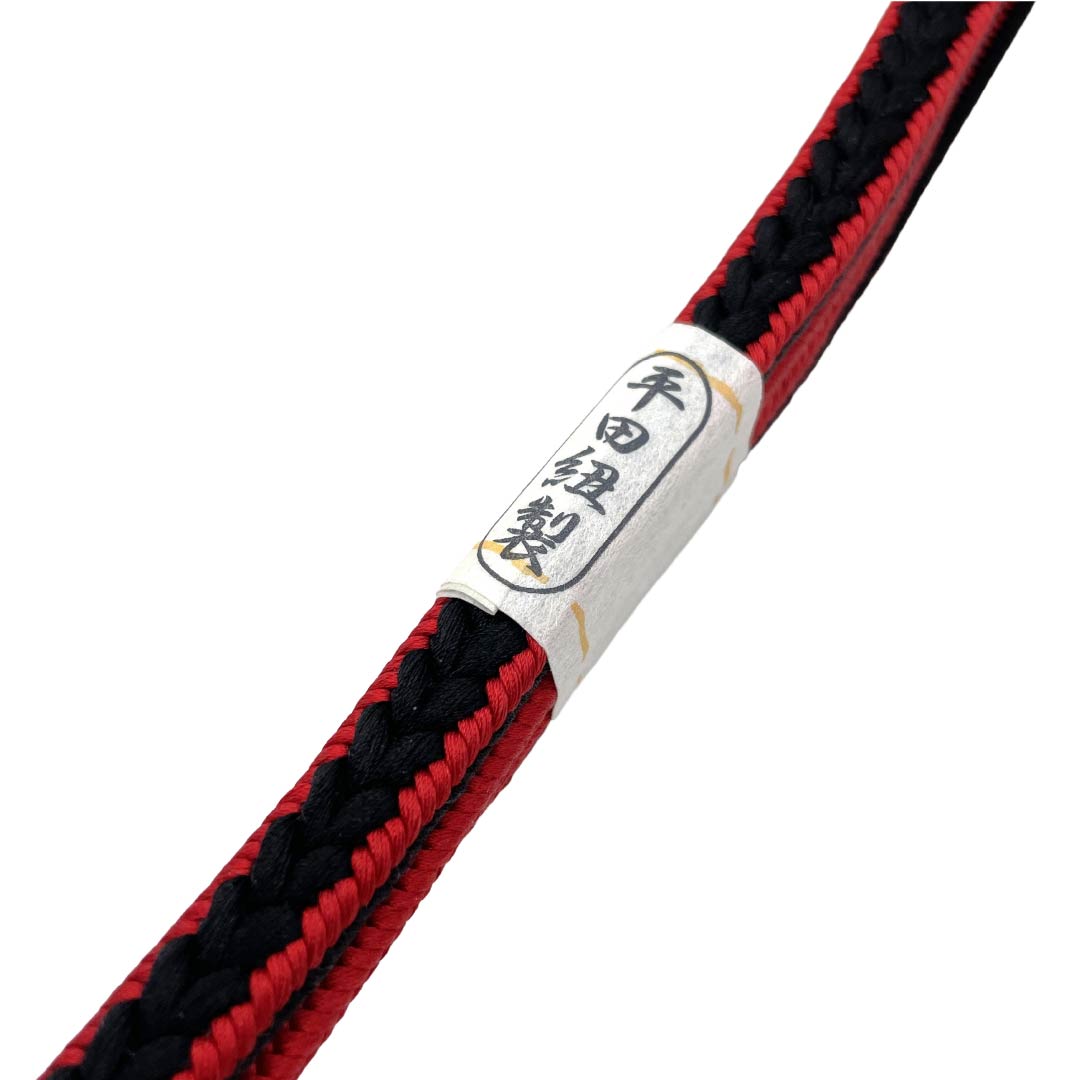帯締め 正絹 NEWランク  紅赤色（べにあかいろ） 黒色（くろいろ） 平田組紐 長さ約158cm 幅約1cm カジュアル 赤系 1135006381312