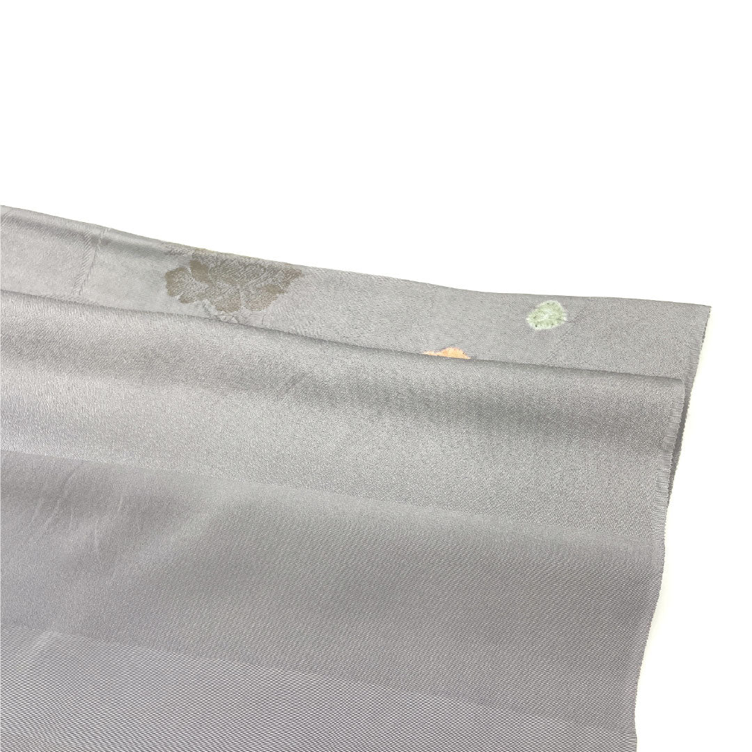 帯揚げ 正絹 Aランク セミフォーマル 鈍紫色（にぶむらさきいろ） 古典柄 バイカラー 花柄 長さ約184cm 幅約32cm グレー系 1136001583922