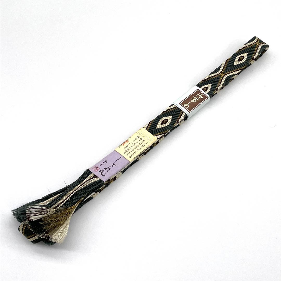 （新古品） 帯締め 正絹 四分紐 錆納戸色（さびなんどいろ） 手組紐 しゃれ心 金属糸使用 長さ約156cm 幅約1.5cm カジュアル Sランク 緑系 1135002762319