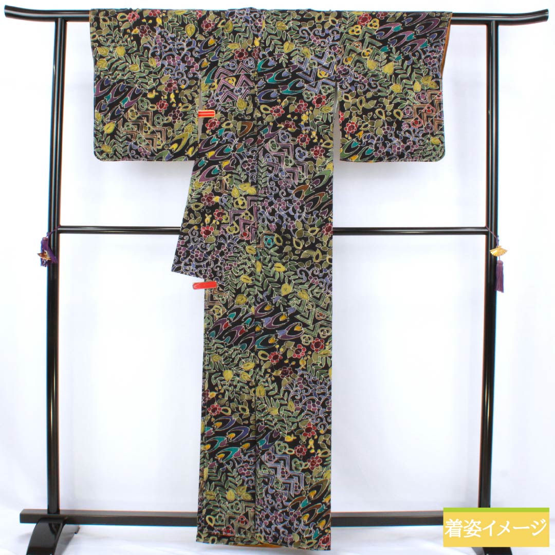 リサイクル着物】小紋 正絹 Sランク 身丈161.5cm 裄丈64cm 袷