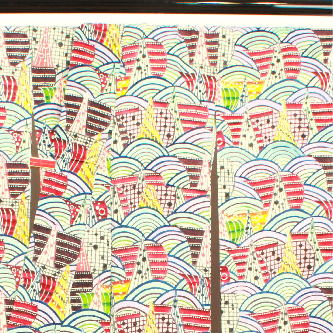 振袖 身丈163cm 裄丈65.5cm 袷  工芸品 京紅型 青海波  正絹 Sランク グラデ 1113000962499