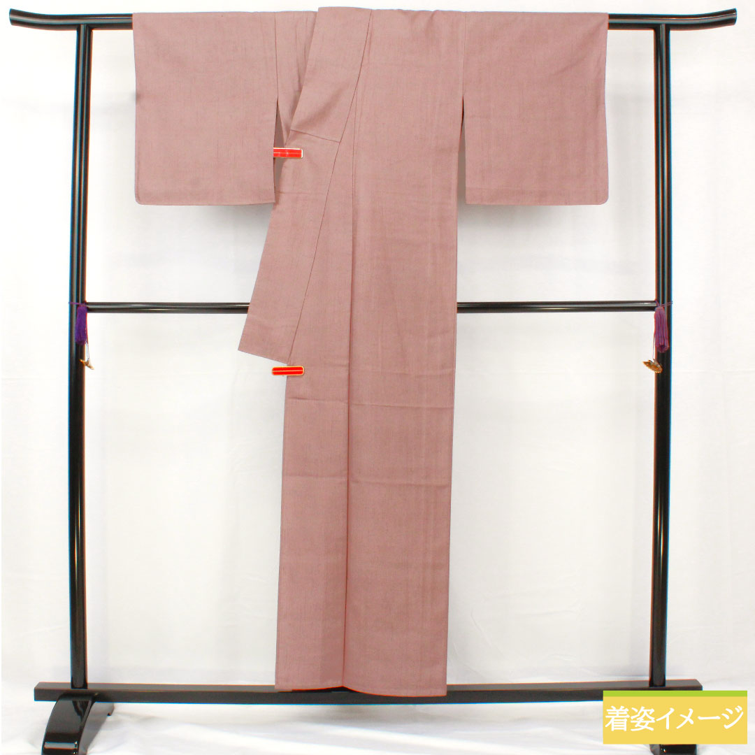 色無地 正絹 身丈154cm 裄丈63cm 葡萄色（えびいろ） 紬地 単衣 Sランク 紫系 1114001622220