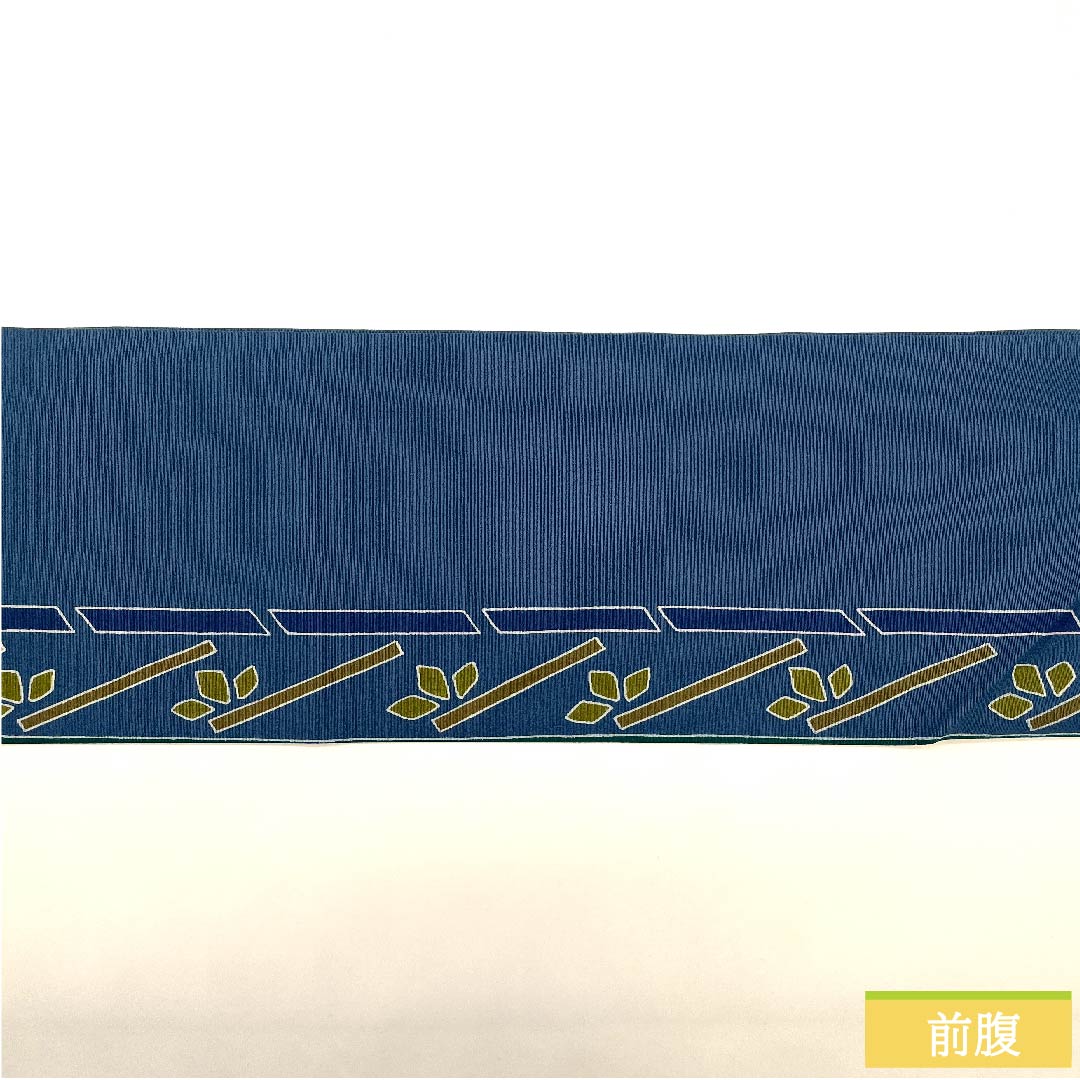 名古屋帯 呉須色（ごすいろ） 染帯 抽象花模様 抽象植物模様 帯丈345cm 正絹 Sランク 全通 カジュアル 紺系 1124006132318 名古屋仕立て