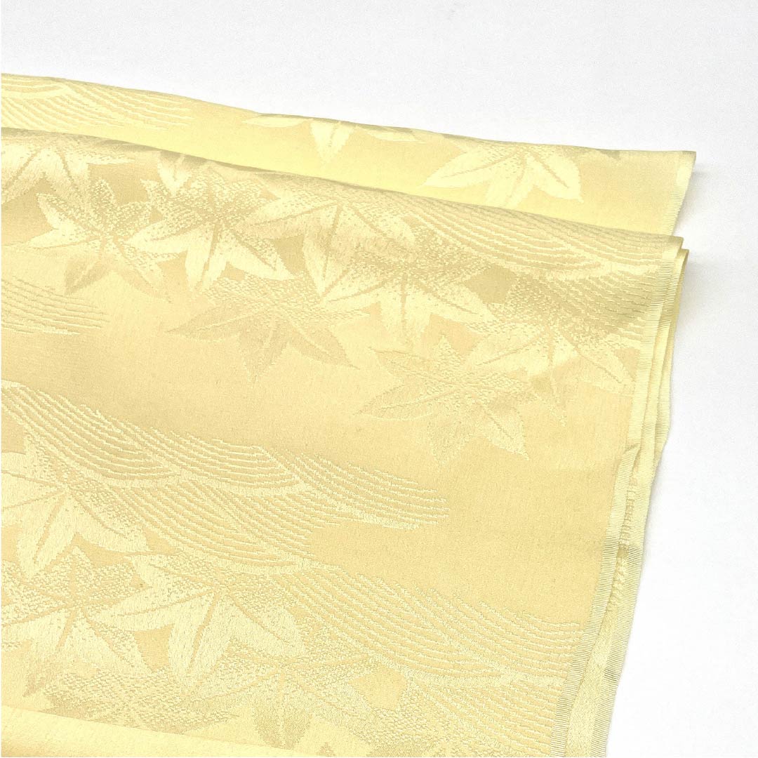 帯揚げ 正絹 フォーマル 淡黄色（たんこうしょく） 紅葉 古典柄 長さ約164cm 幅約28cm Sランク 黄系 1136000472923