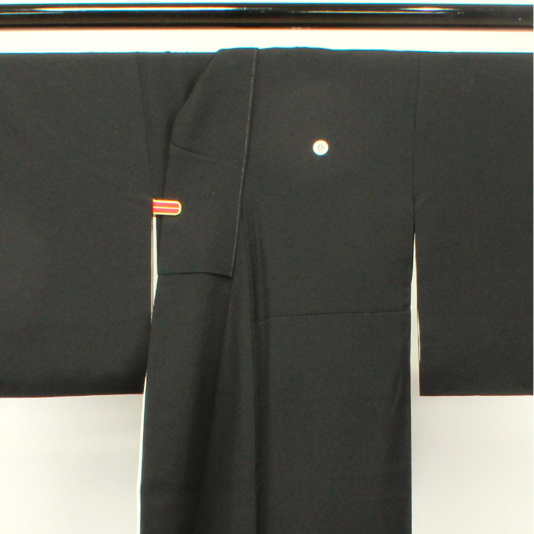 黒留袖 身丈157.5cm 裄丈61.5cm 袷 京友禅 春秋麗花図 作家物 源氏車 正絹 Aランク 五つ紋 黒系 1111000653310