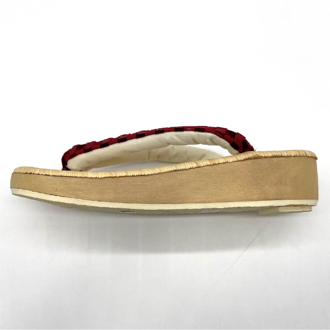 (Like New) New, Casual, Unused Zori Sandals with Tatami Mats, Checkered Pattern, Length 23cm, Size M, Beige, Product Number: 1122001271325