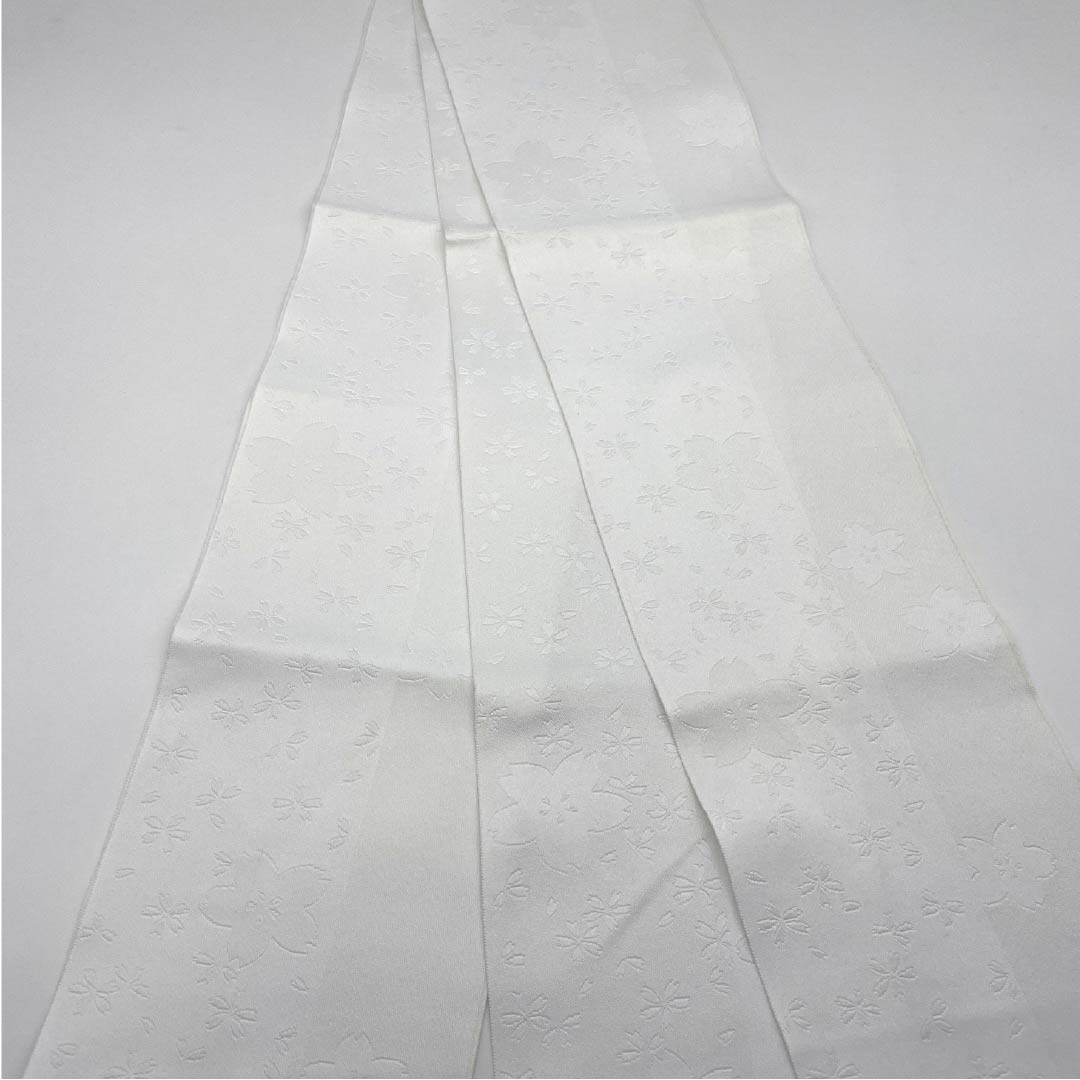 半幅帯 ポリエステル 帯丈348cm 白色（しろいろ） 桜 小桜 花柄 白系 Sランク 1125001432311