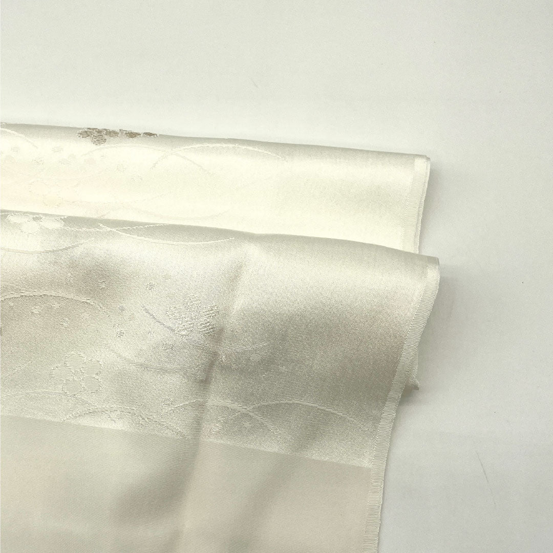 （新古品） 帯締め・帯揚げセット 正絹 NEWランク 乳白色（にゅうはくしょく） 留袖用 梅 芝草 長さ約160cm 幅約1.7cm フォーマル 白系 1141000381311
