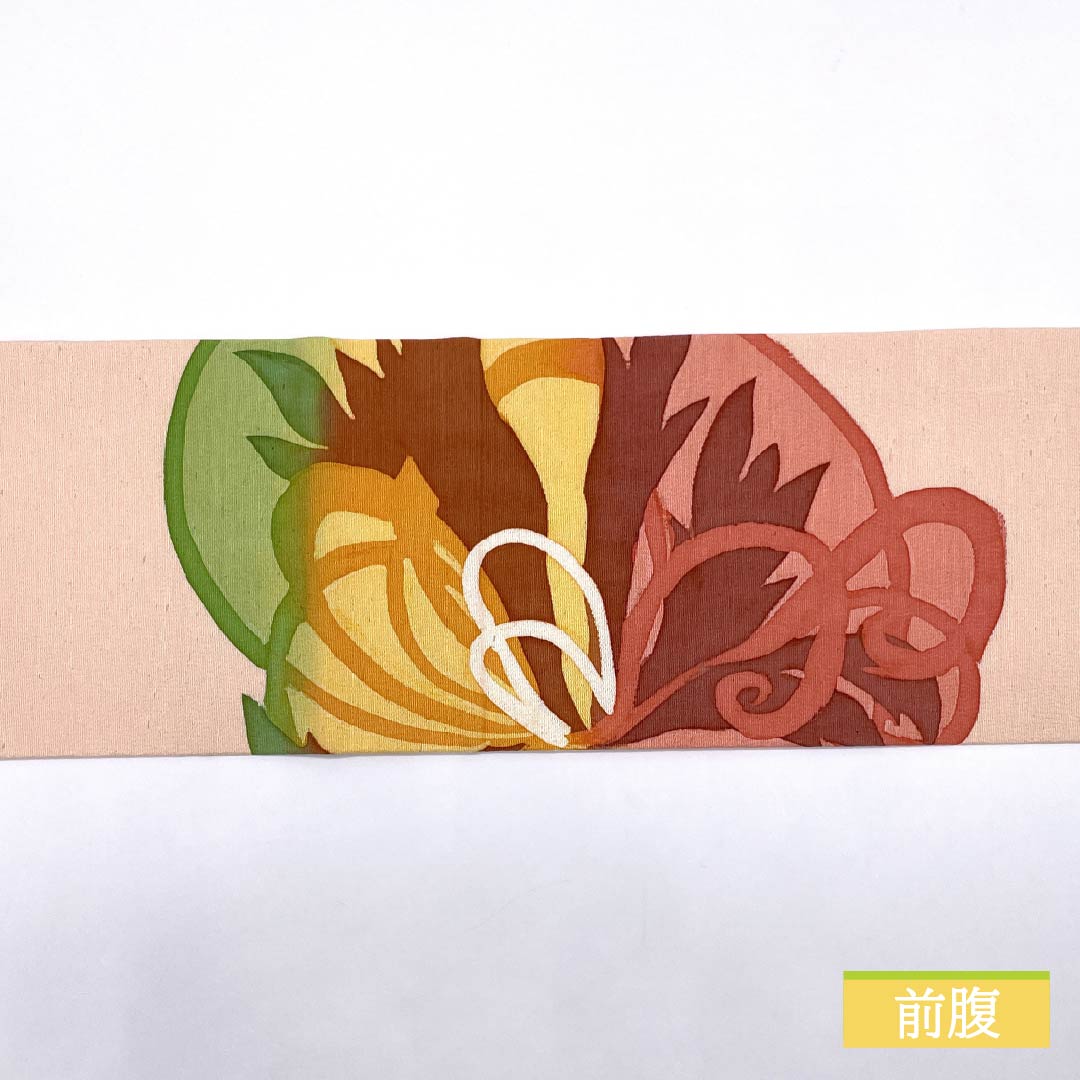 名古屋帯 乙女色（おとめいろ） 染め帯 抽象模様 帯丈328cm 正絹 Sランク ポイント柄 カジュアル ピンク系 1124007192313 名古屋仕立て