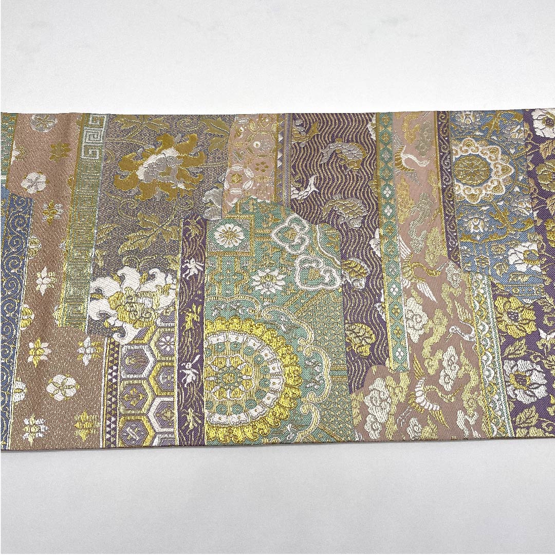 袋帯 花うさぎ 正倉院文様 荒磯（あらいそ） 鶴 帯丈430cm 正絹 Aランク 六通 フォーマル グラデーション系 1123005833399