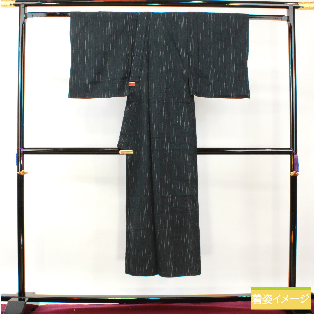 Yukata Cotton Length 143.5cm Sleeve length 62.5cm S rank Single layer Black Men's Varied stripes 1118005222410