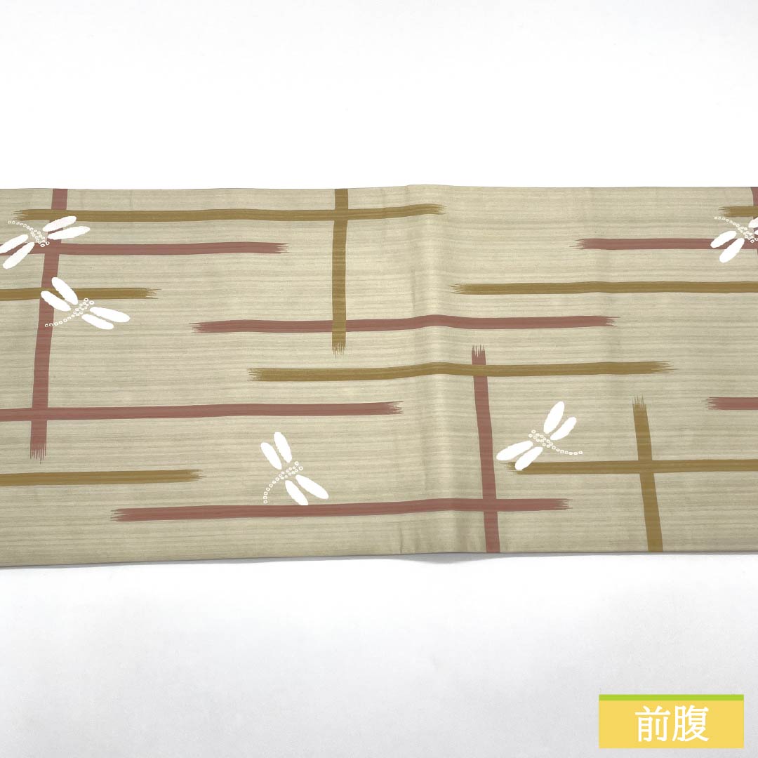 （京袋帯）名古屋帯 ポリエステル Sランク 蒸栗色（むしぐりいろ） 染め帯 京袋帯 リバーシブル 帯丈380cm 全通 カジュアル ベージュ系 1124010972425 開き仕立て