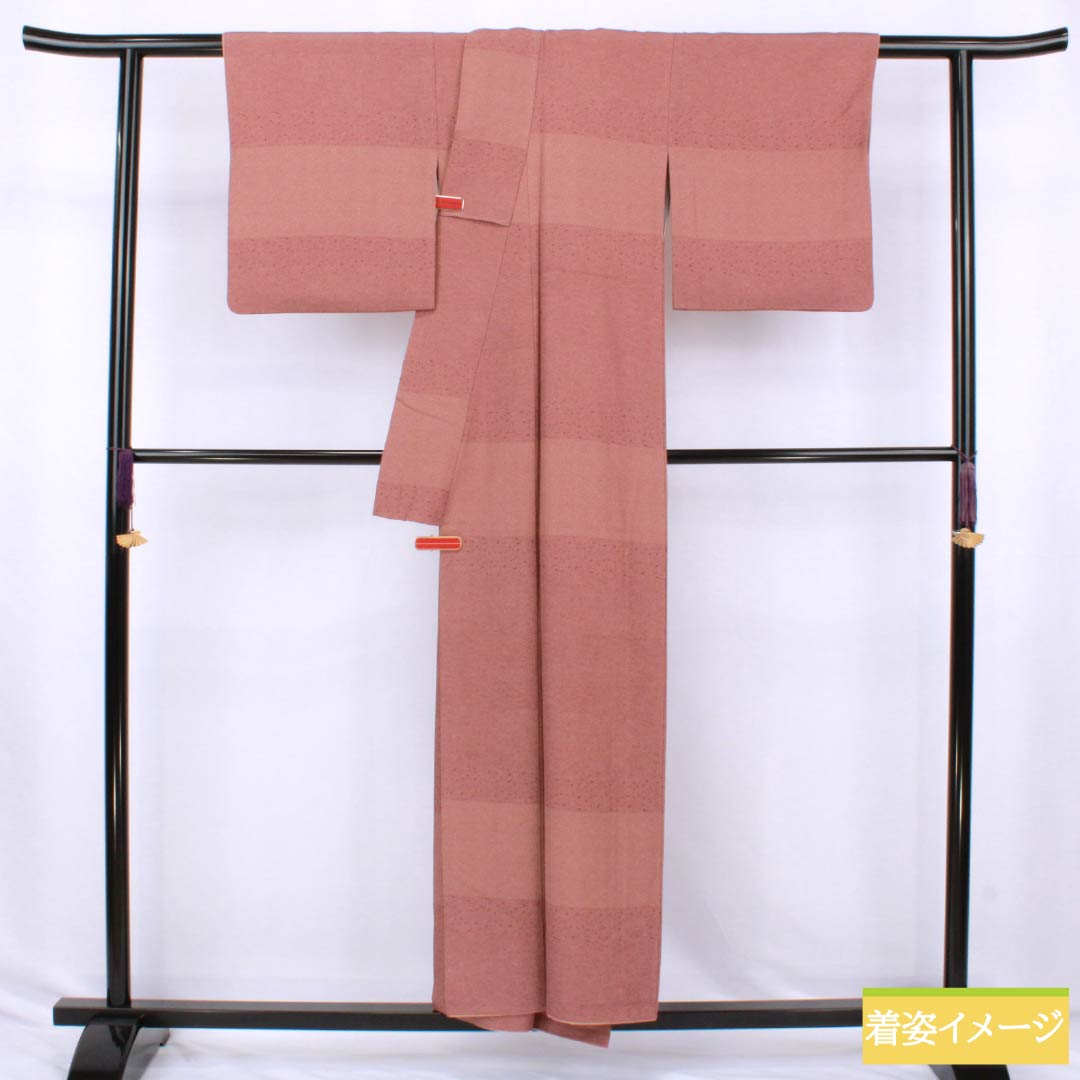 小紋 正絹 Sランク 身丈154.5cm 裄丈63cm 袷 紅海老茶色（べにえびちゃいろ） 江戸小紋  茶系 1115007272214