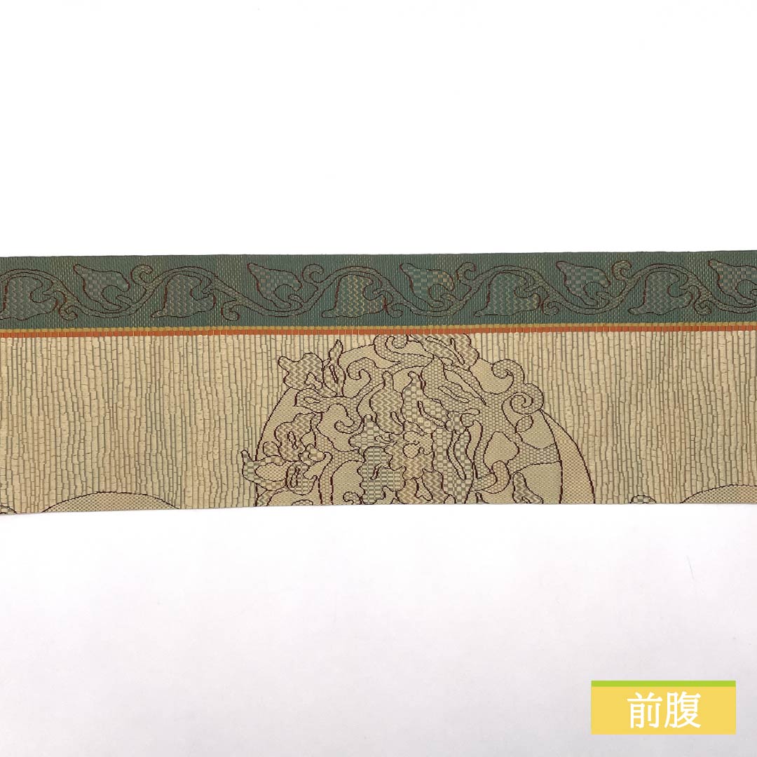 Nagoya obi, Tokyo white-brown, abstract floral pattern, obi length 350cm, pure silk, S rank, six-pass, casual, beige, 1124008012325, Nagoya-made