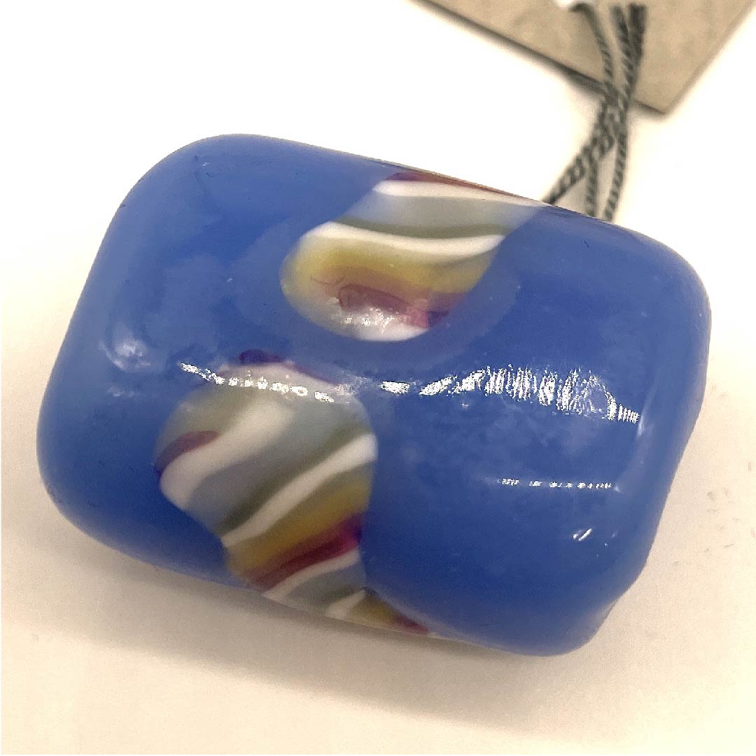 (New old stock) Obi fastener, ceramic, casual, sky blue, glass bead, spiral, geometric pattern, length approx. 2.5cm, width approx. 3cm, S rank, light blue, 1137000152924