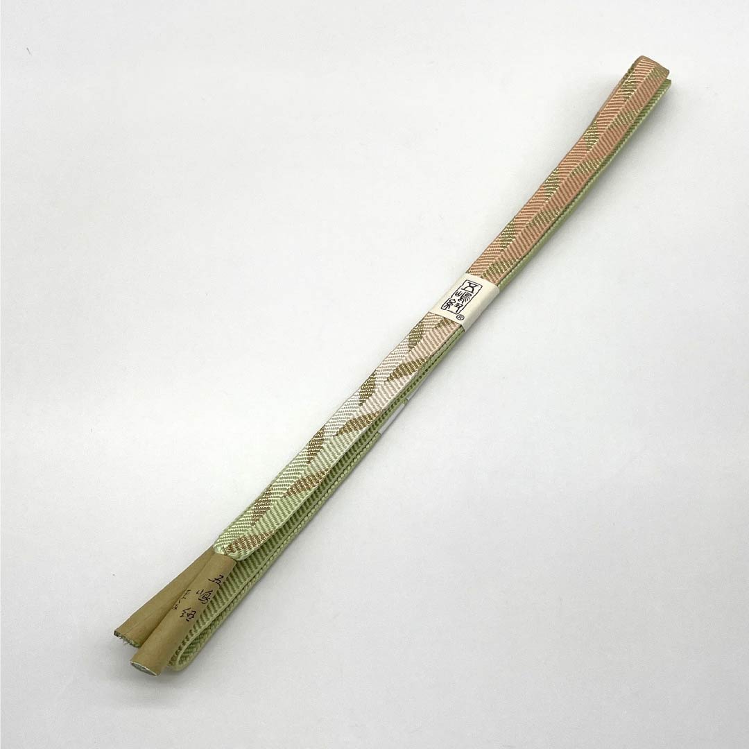 （新古品） 帯締め 正絹 NEWランク 五嶋紐 薄柳色（うすやなぎいろ） 矢羽根 古典柄 長さ約163cm 幅約1.5cm セミフォーマル 緑系 1135004851319