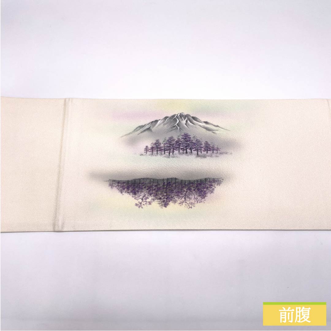 袋帯 正絹 胡粉色（ごふんいろ） 染め帯 風景模様 帯丈438cm Sランク ポイント柄 フォーマル 白系 1123014362311
