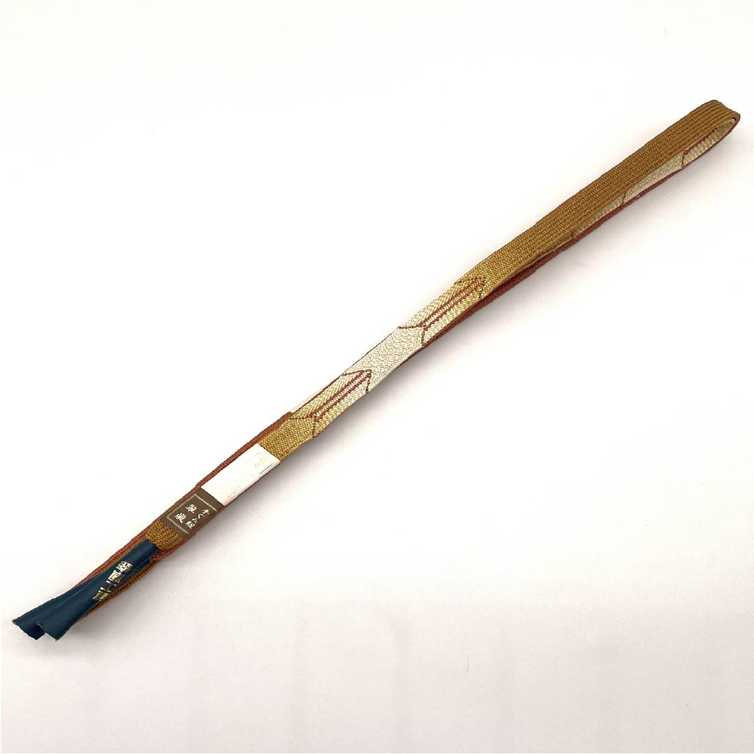 （新古品） 帯締め 正絹 四分紐 埴色（はにいろ） 手組紐 翆嵐工房 純金 長さ約161cm 幅約1.5cm セミフォーマル NEWランク 茶系 1135003441314