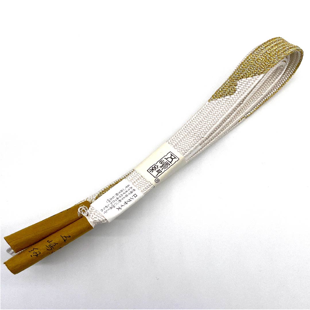 (New old stock) Obi-jime (belt fastener) made of pure silk, quarter-length cord, white, Goshima-himo, Edo-kumihimo, long, length approx. 175cm, width approx. 1.5cm, formal, S rank, white, 1135000502911