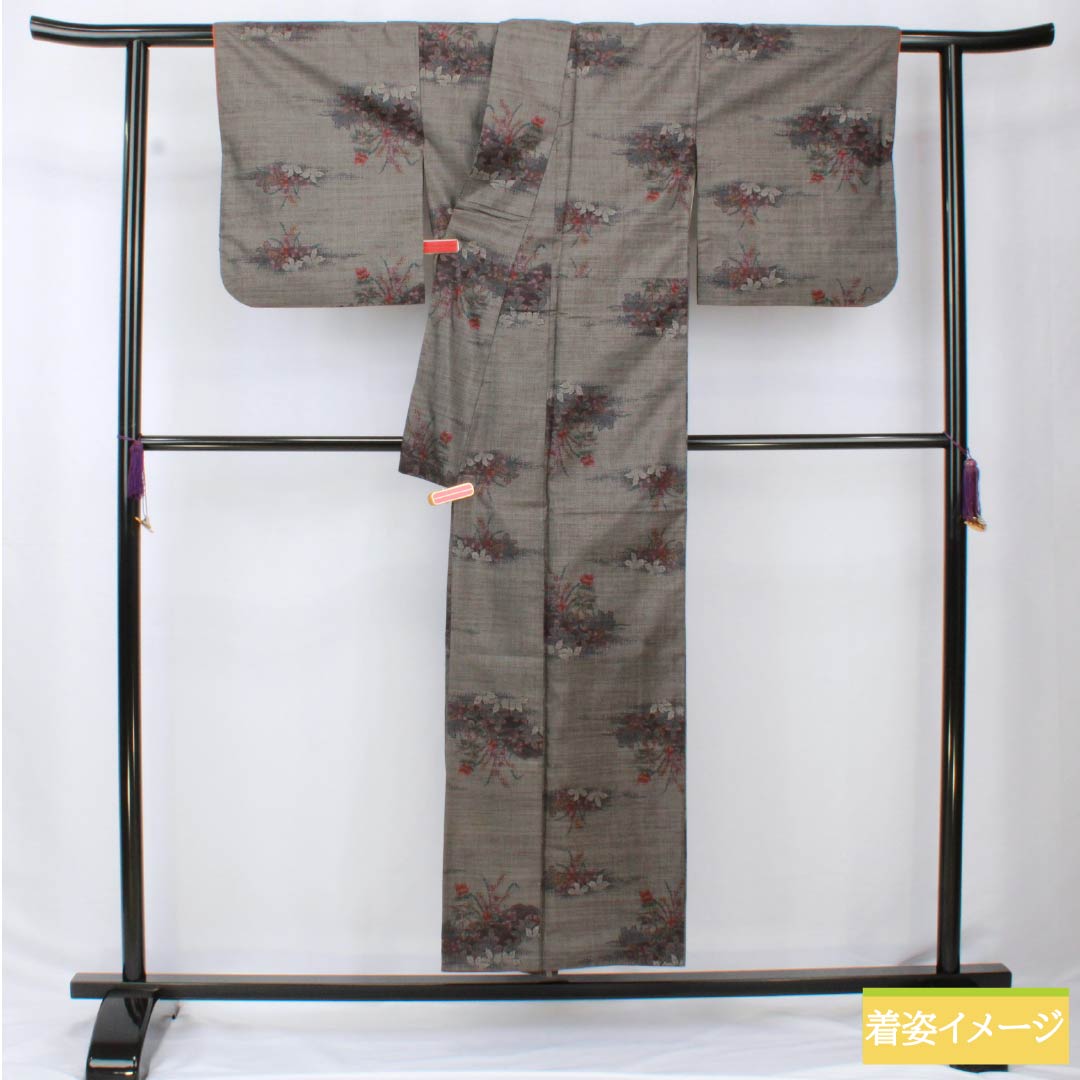 紬 正絹 Bランク 身丈151.5cm 裄丈62.5cm 黒鼠色（くろねずいろ） 本場大島紬 片ス式 7マルキ 袷 黒系 1116004094210