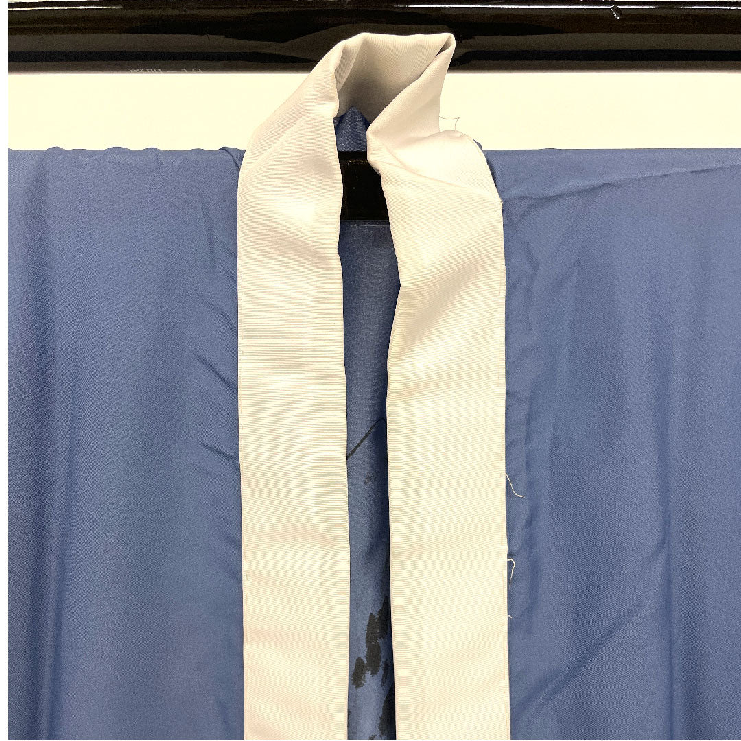 長襦袢 ポリエステル 身丈133cm 裄丈69cm 単衣 男物 富士山 Sランク 青系 1129000012117