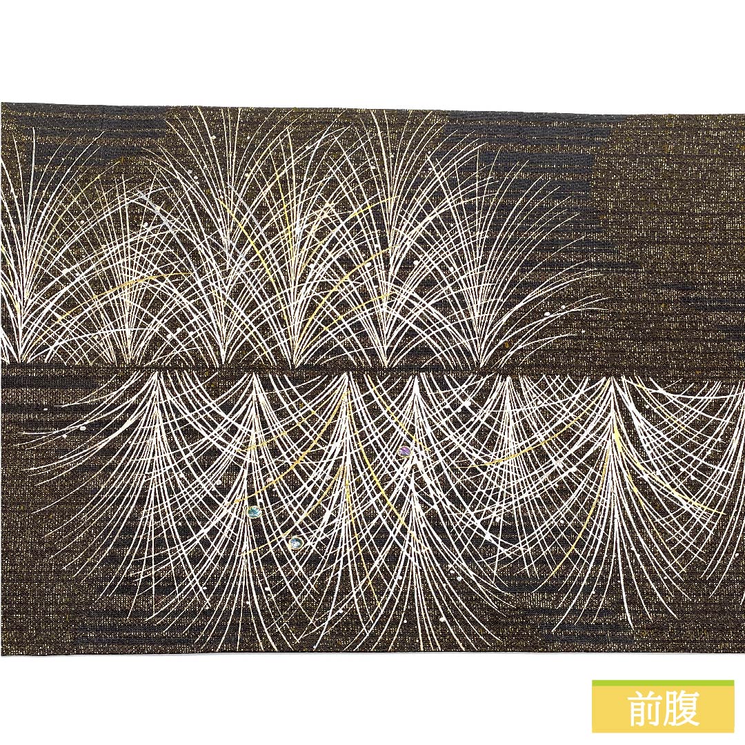 袋帯 正絹 鉛色（なまりいろ） 抽象模様 リバーシブル 帯丈451cm Sランク 六通 フォーマル グレー系 1123011292422