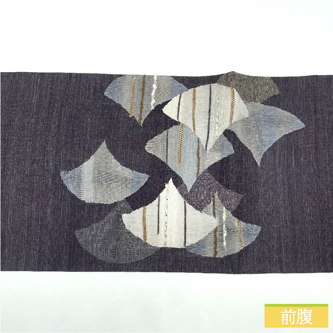 袋帯 正絹 灰紫色（はいむらさきいろ） 扇面 帯丈454cm Aランク ポイント柄 カジュアル グレー系 1123011533422