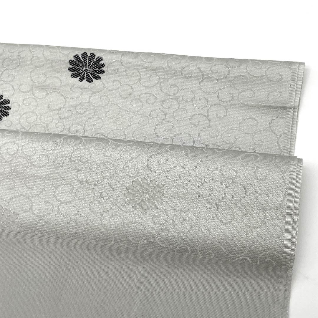 帯揚げ 正絹 Sランク フォーマル 薄鼠色（うすねずいろ） 小菊 唐草  長さ約172cm 幅約29cm グレー系 1136002242922