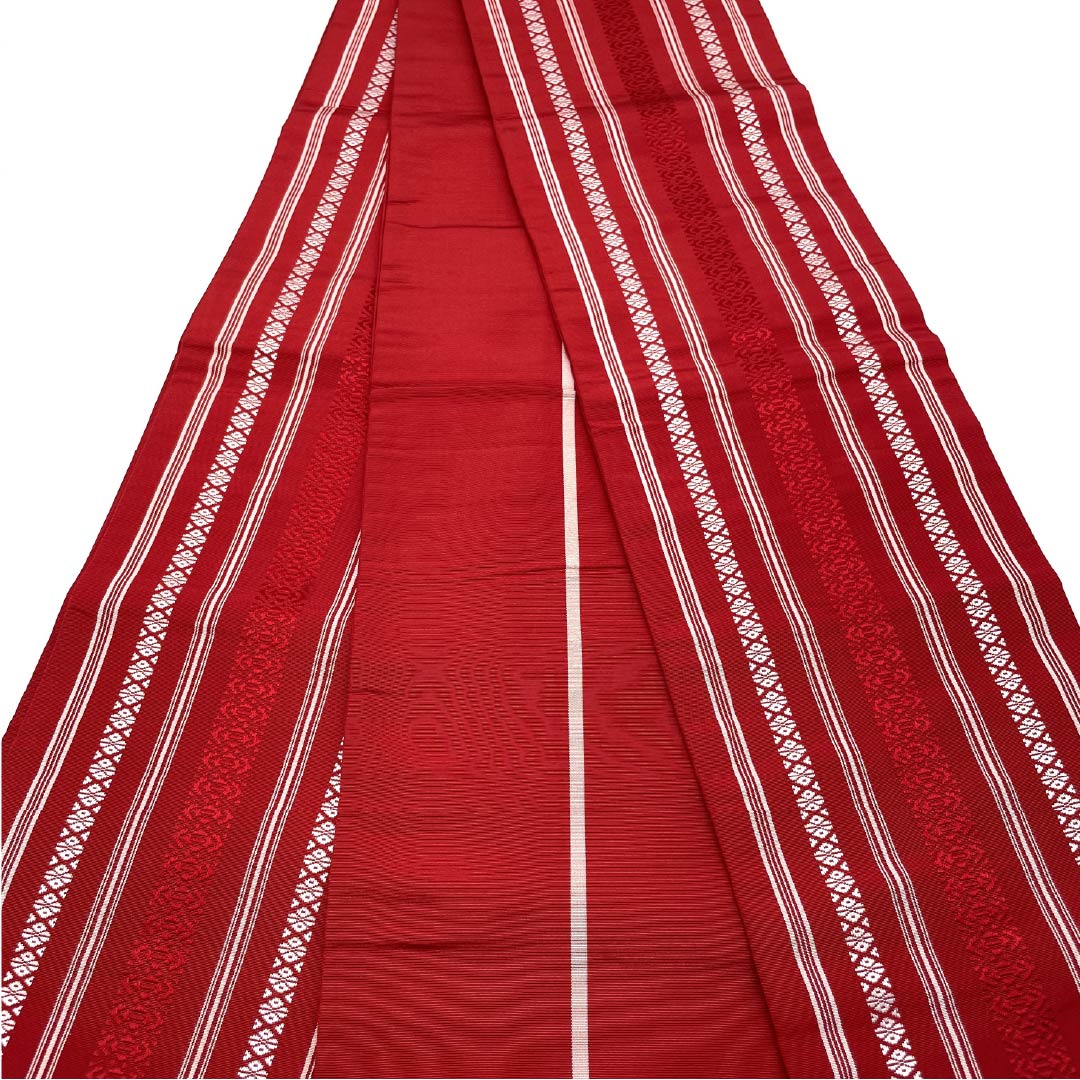 半幅帯 正絹 紅赤色（べにあかいろ） 献上柄 博多織 帯丈356cm 赤系 Sランク 1125001662312