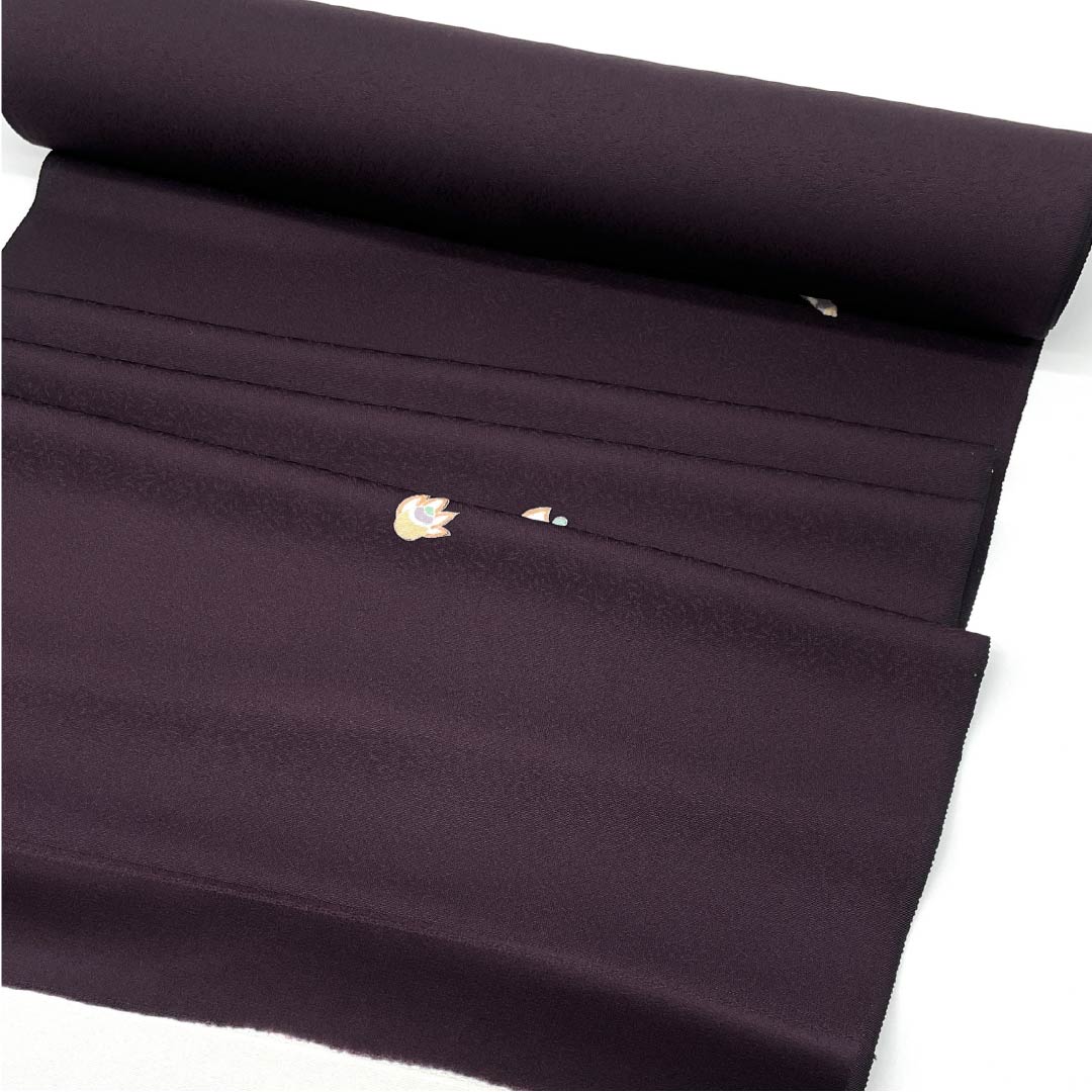 反物 小紋 正絹 紫烏色（しうしょく） 丹後ちりめん 宝尽くし 古典柄 NEWランク 紫系 1130001221920