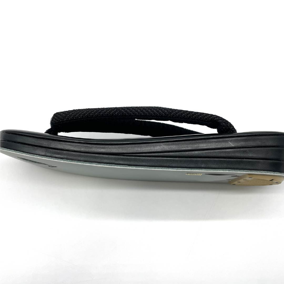 (Like New) Casual Zori Sandals, Synthetic Leather, Goshima Cord, Genuine Lacquer, Length 23.5cm, Size M, Black, 1122001381310