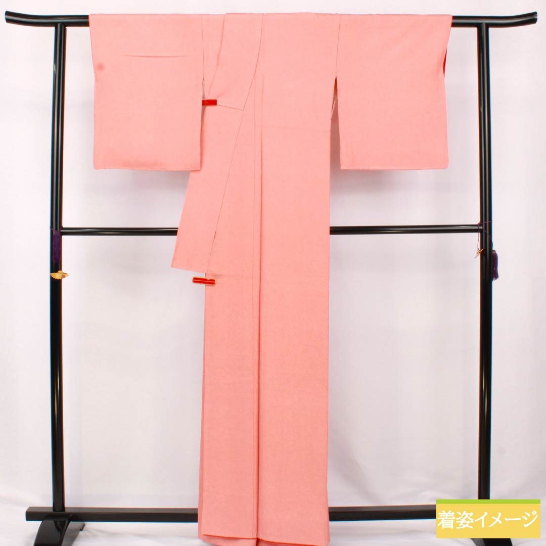 小紋 正絹 Aランク 身丈163cm 裄丈67.5cm 袷 中紅色（なかべにいろ） 江戸小紋 鮫柄 型染 赤系 1115007033412