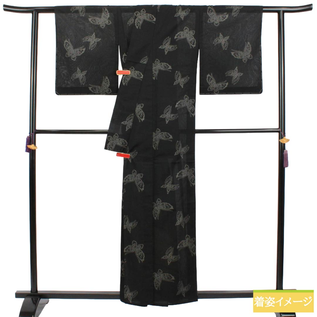 リサイクル着物】夏物 ポリエステル 紬 Sランク 身丈157cm 裄丈65.5cm