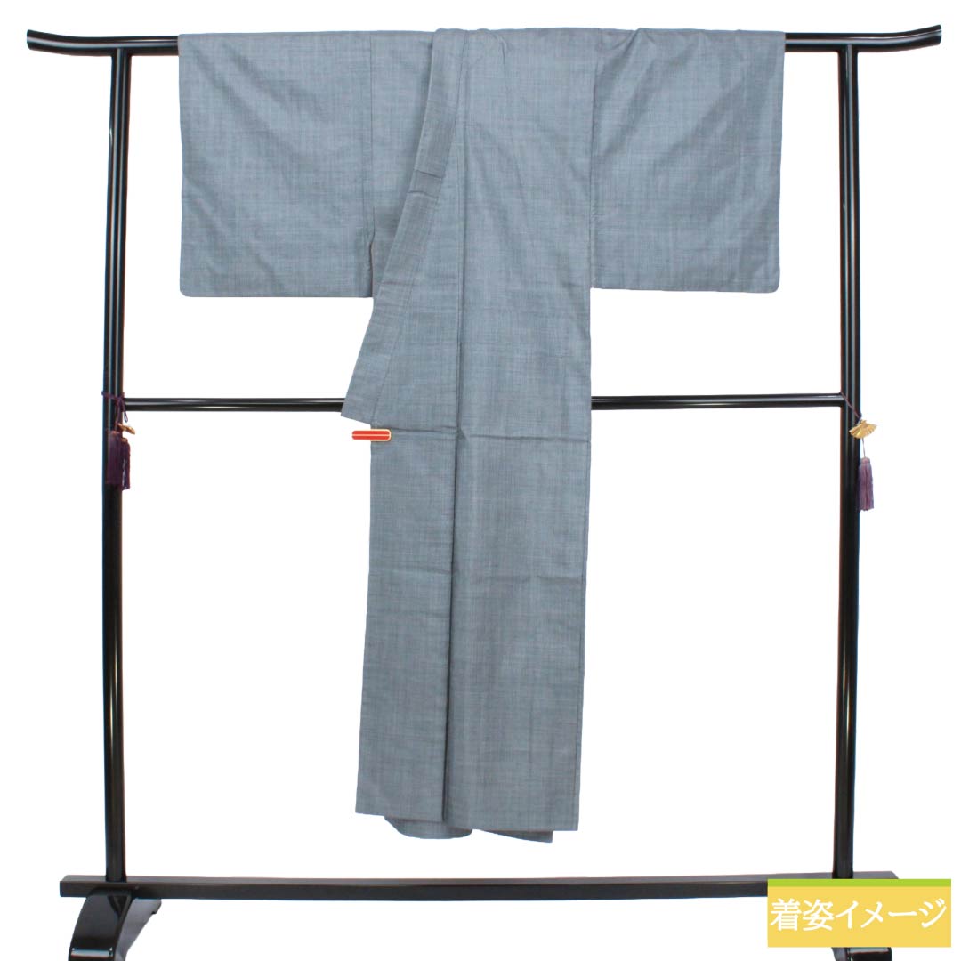 男物 正絹 Sランク 身丈143.5cm 裄丈66.5cm 湊鼠色（みなとねずいろ） 大島紬 蚊絣 袷 グレー系 1119002312422