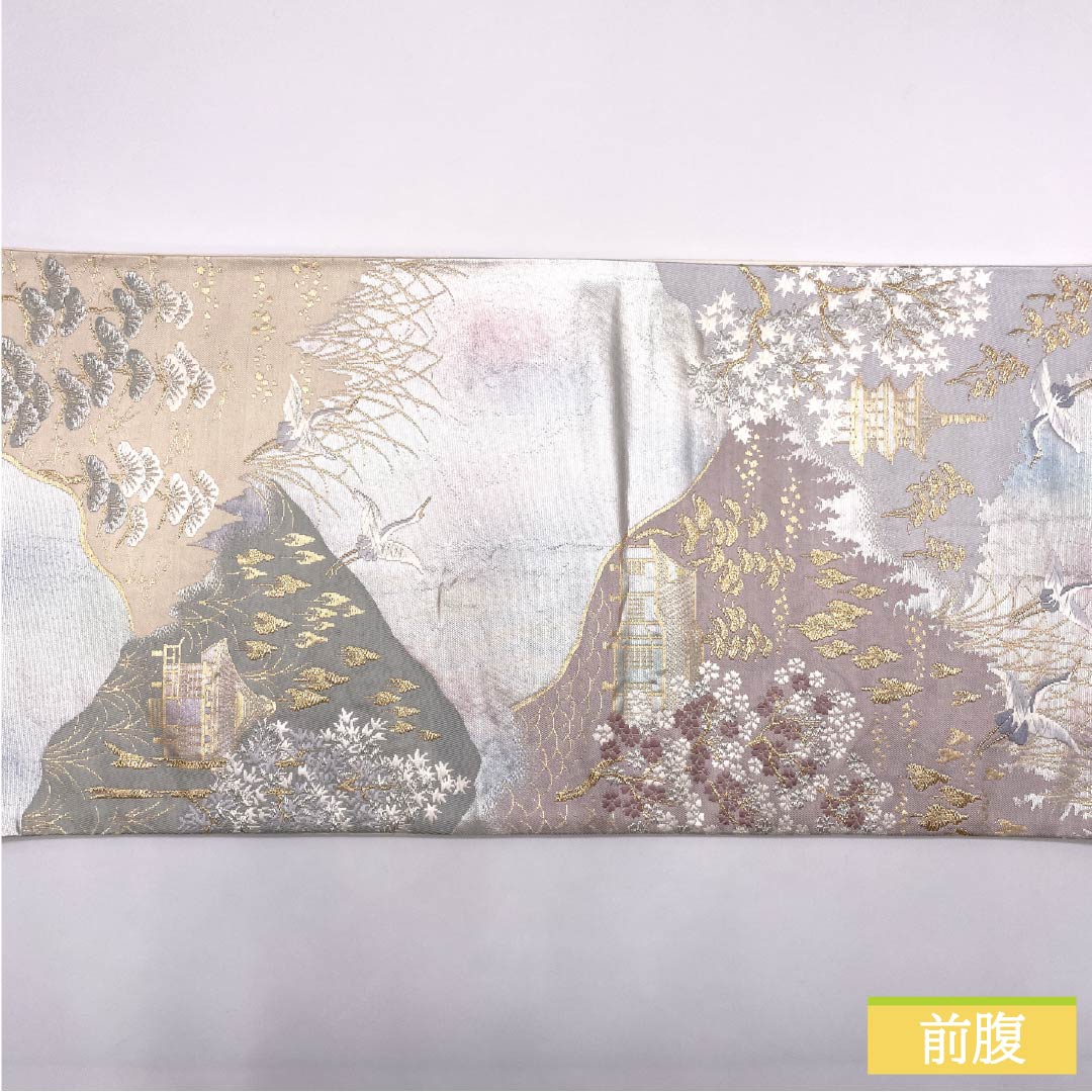 Silk Fukuro Obi for Tomesode, Hikigaku, Koto Miyabi, Landscape Pattern, Crane, Length 432cm, A Rank, Six-way, Formal, Gradient, 1123013943399