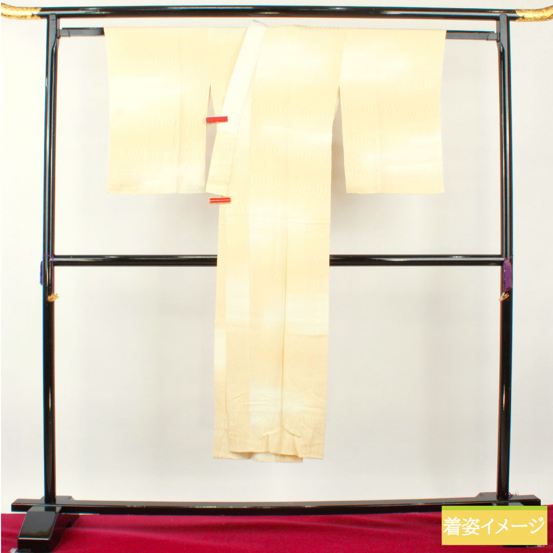 長襦袢 正絹 身丈140cm 裄丈68cm 袷 東京白茶色（とうきょうしらちゃいろ） ボカシ染 流水 Sランク ベージュ系 1129000692525