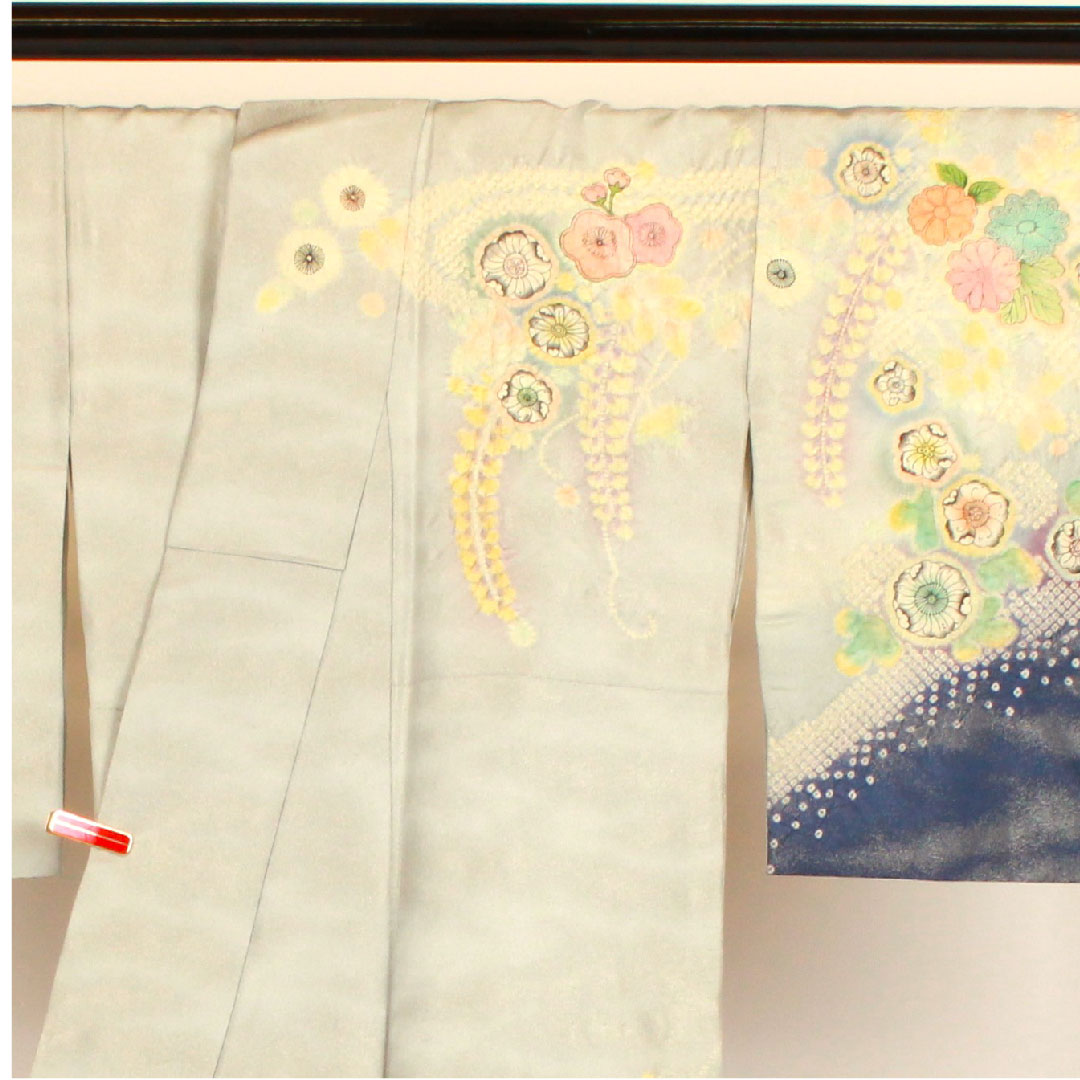 訪問着 袷 身丈159cm 裄丈66cm 辻ヶ花 銀通し 作家物 正絹 Sランク グレー系 1112000532322