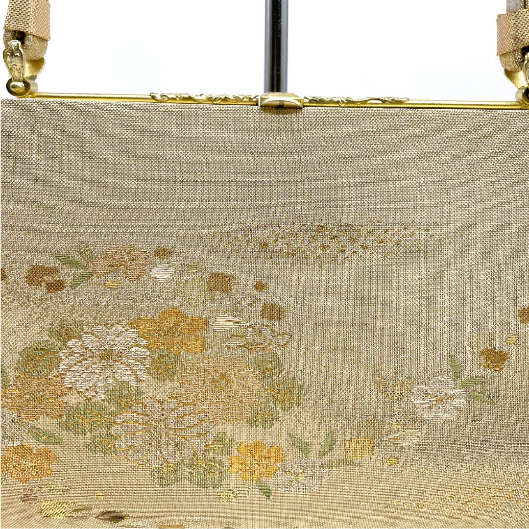 （新古品）草履バックセット フォーマル 金色（きんいろ） 未使用品 古典柄 花柄 Lサイズ 金系 Aランク 1133000193421