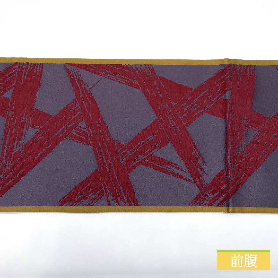 （京袋帯）名古屋帯 深滅紫色（ふかきけしむらさきいろ） 京袋帯 竹 帯丈360cm ポリエステル Sランク 六通 カジュアル 紫系 1124006962320 開き仕立て