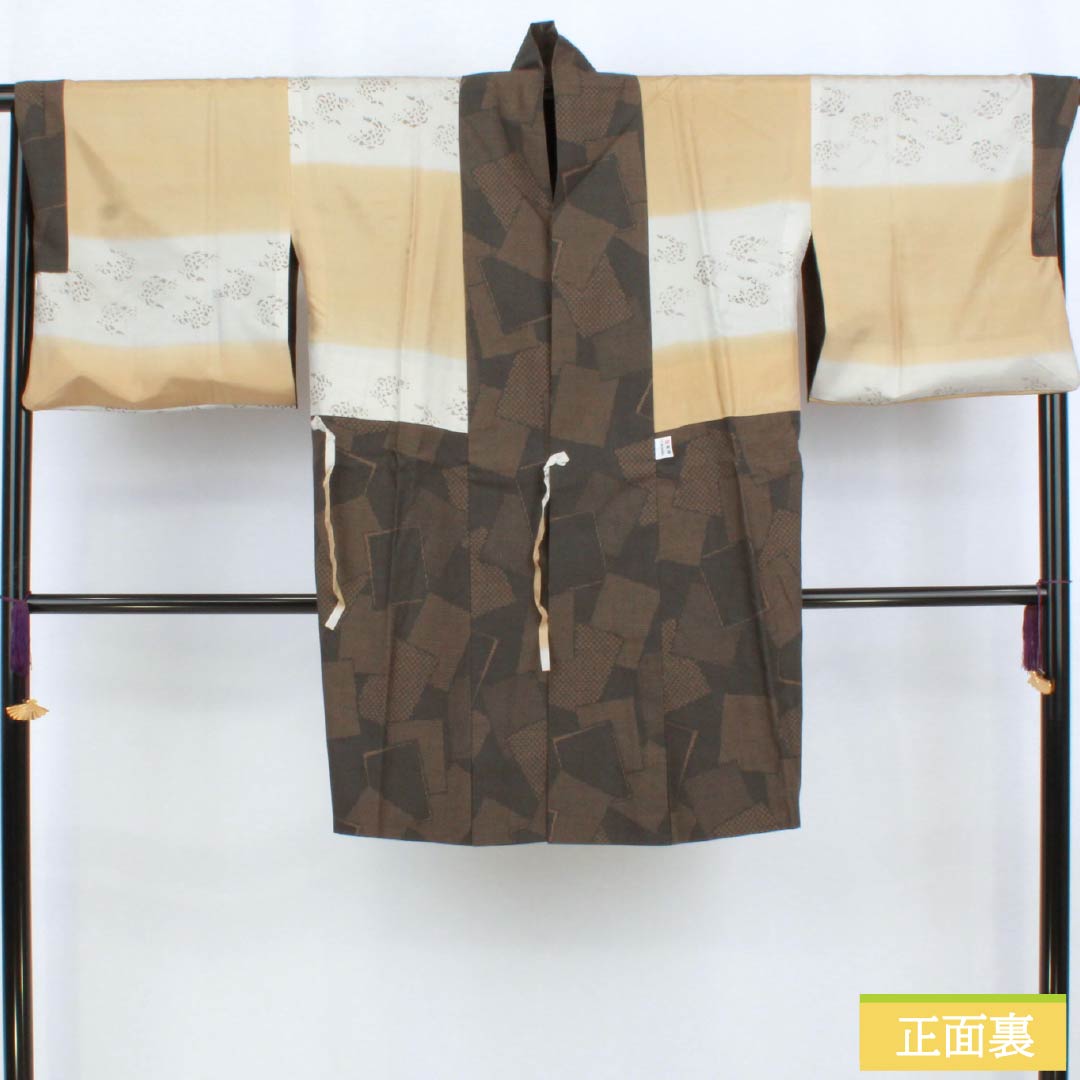 道中着 正絹 Sランク 身丈95cm 裄丈68.5cm 溝鼠色（どぶねずいろ） 色紙 紬地 袷 グレー系 1117001482922
