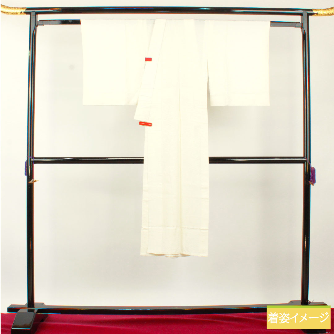 Nagajuban (long undergarment) made of pure silk, length 126cm, sleeve length 66cm, lined, Saaya pattern, chrysanthemum, S rank, white, 1129000662311